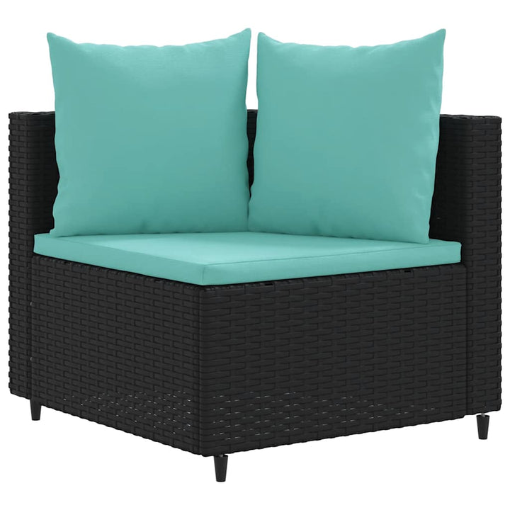 sofasæt til haven 6 dele med hynder polyrattan sort
