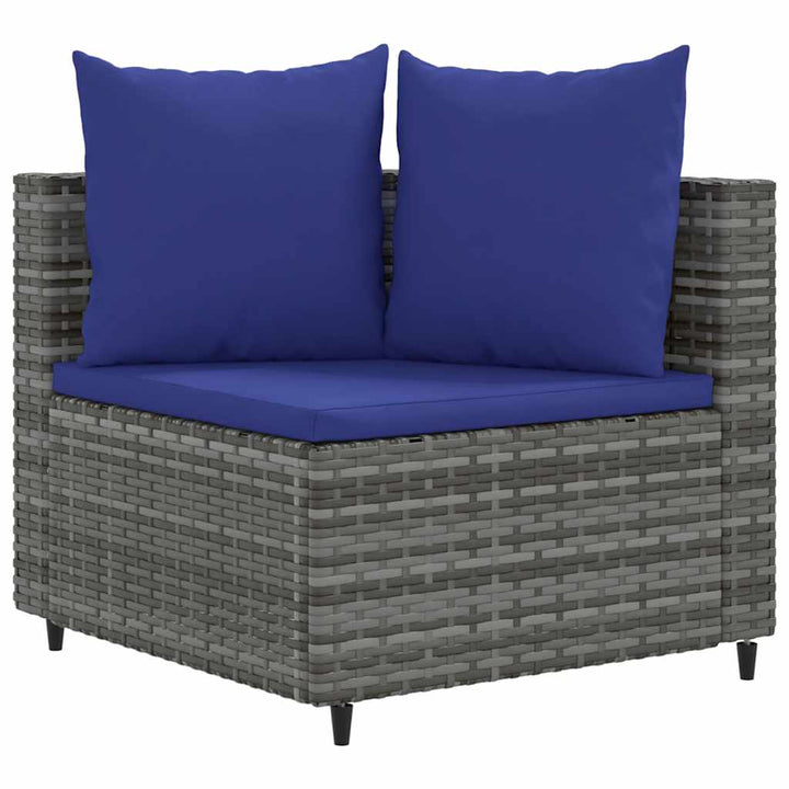 sofasæt til haven 6 dele med hynder polyrattan grå