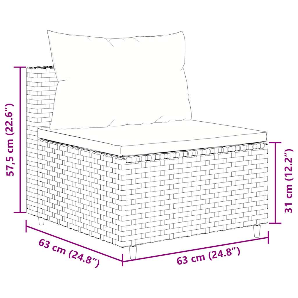 sofasæt til haven 7 dele med hynder polyrattan sort