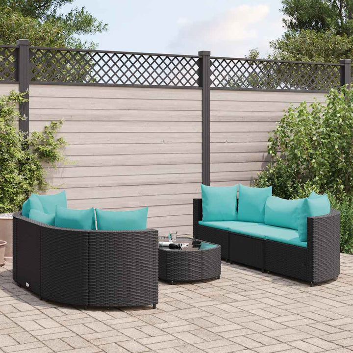 sofasæt til haven 7 dele med hynder polyrattan sort