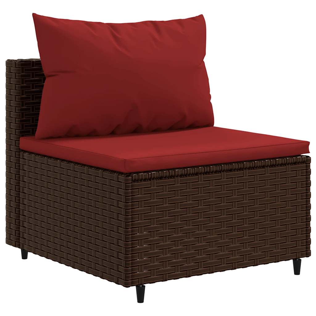 sofasæt til haven 7 dele med hynder polyrattan brun