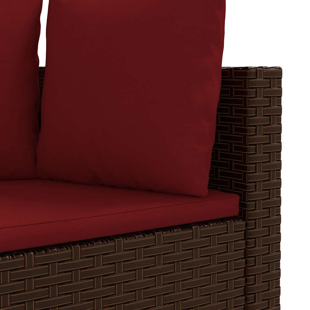 sofasæt til haven 7 dele med hynder polyrattan brun
