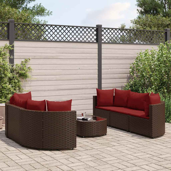 sofasæt til haven 7 dele med hynder polyrattan brun