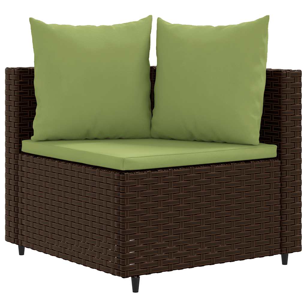 sofasæt til haven 7 dele med hynder polyrattan brun