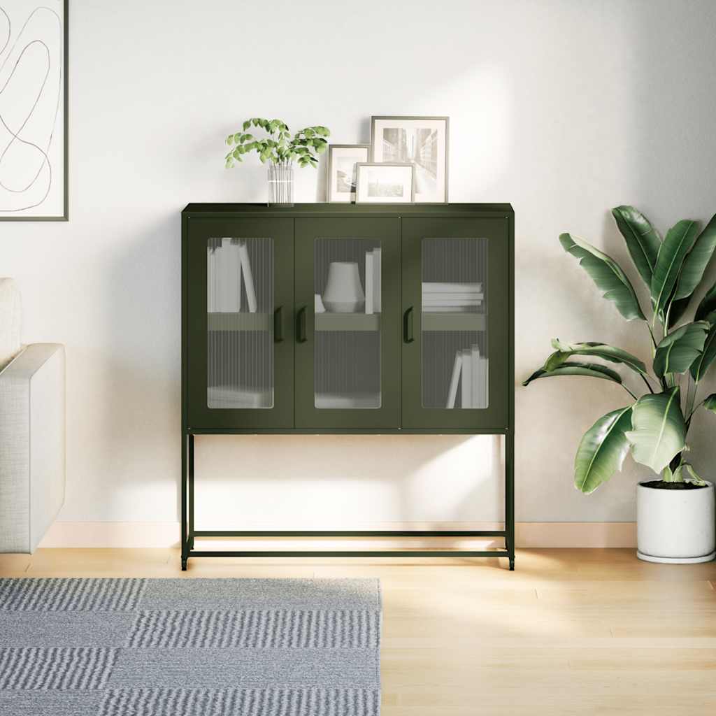 skab 100,5x39x107 cm koldvalset stål olivengrøn
