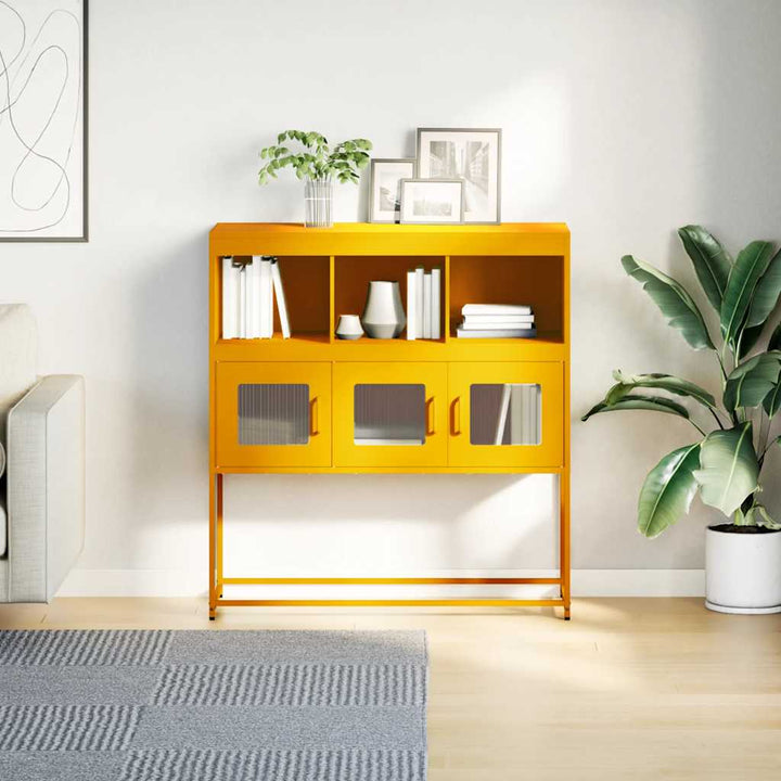 skænk 100,5x39x107 cm koldvalset stål sennepsgul