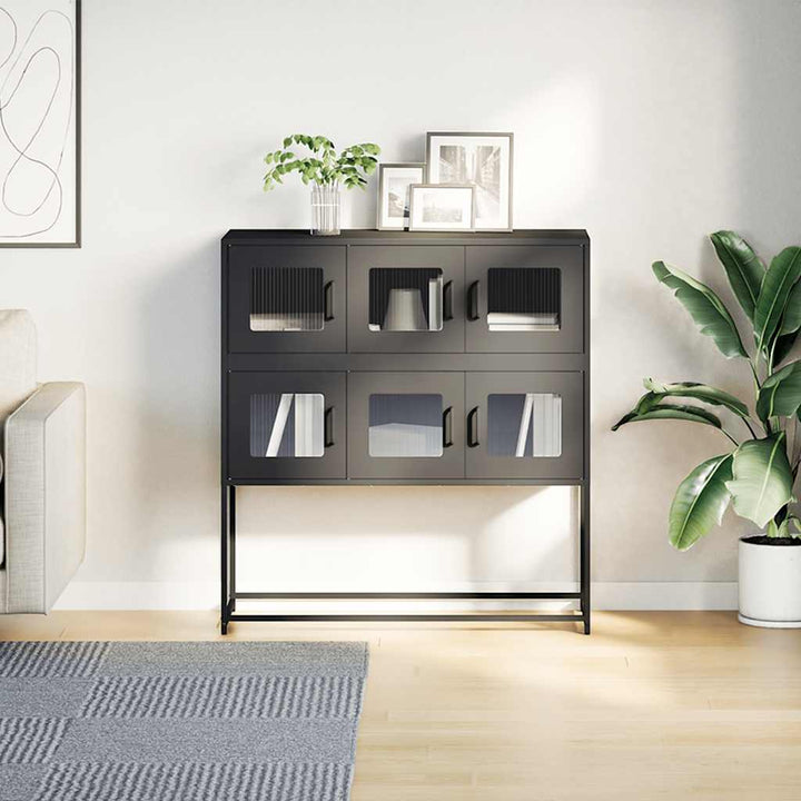 skænk 100,5x39x107 cm koldvalset stål sort