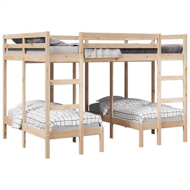 tredobbelt køjeseng 140x200/70x140 cm massivt fyrretræ