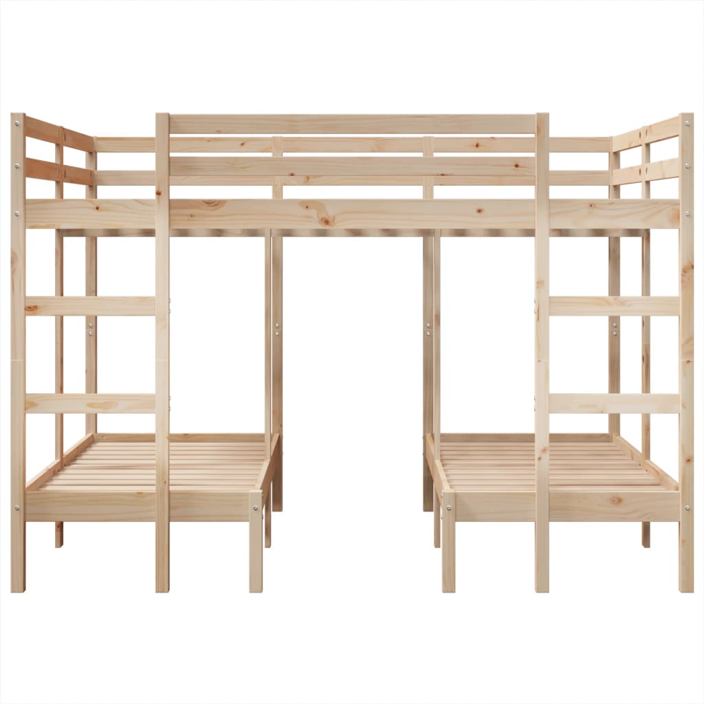 tredobbelt køjeseng 140x200/70x140 cm massivt fyrretræ
