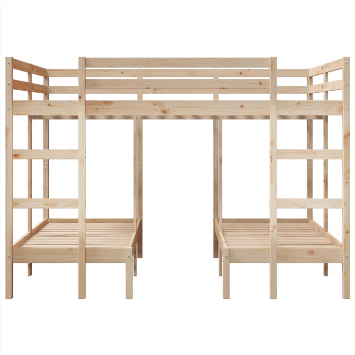 tredobbelt køjeseng 140x200/70x140 cm massivt fyrretræ