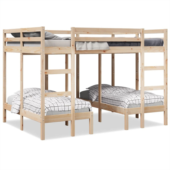 tredobbelt køjeseng 140x200/70x140 cm massivt fyrretræ