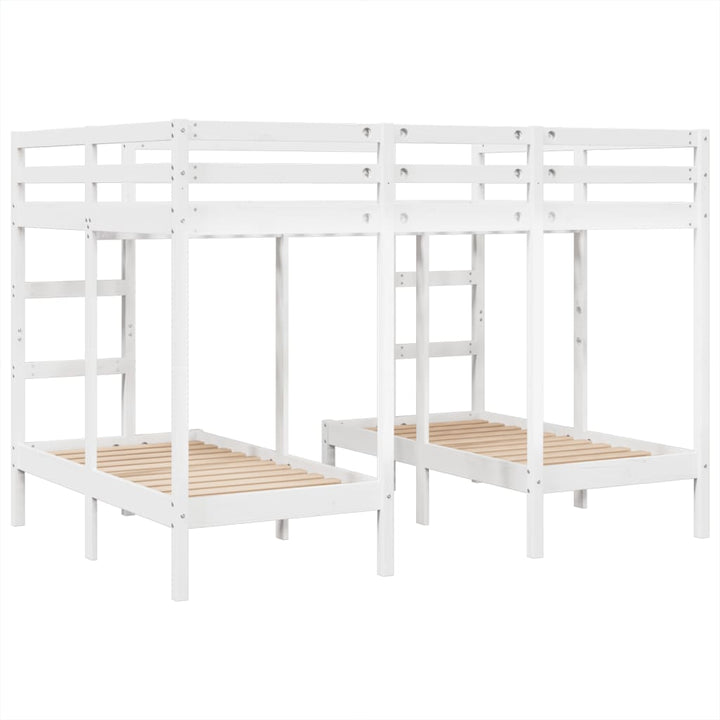 tredobbelt køjeseng 140x200/70x140 cm massivt fyrretræ hvid