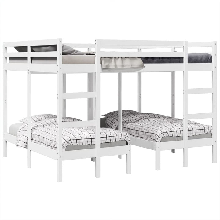tredobbelt køjeseng 160x200/80x160 cm massivt fyrretræ hvid