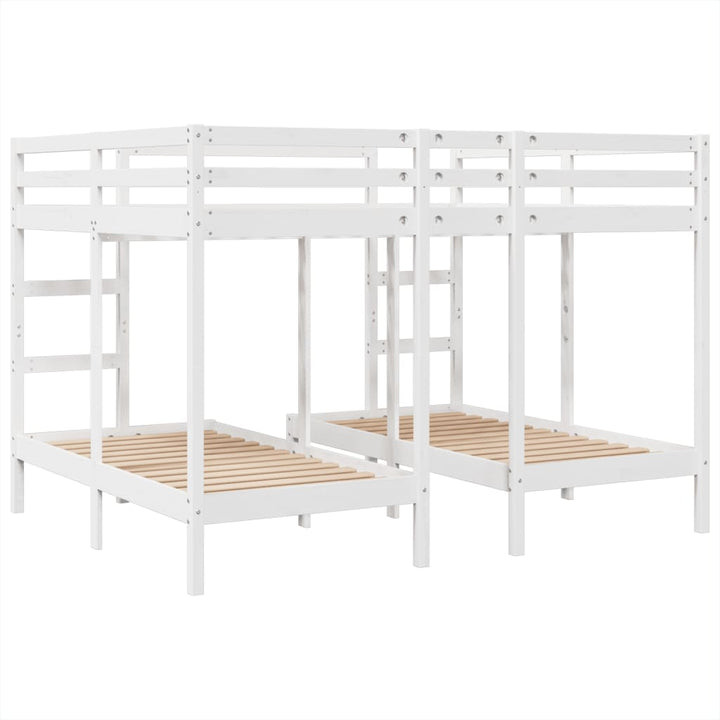 tredobbelt køjeseng 160x200/80x160 cm massivt fyrretræ hvid