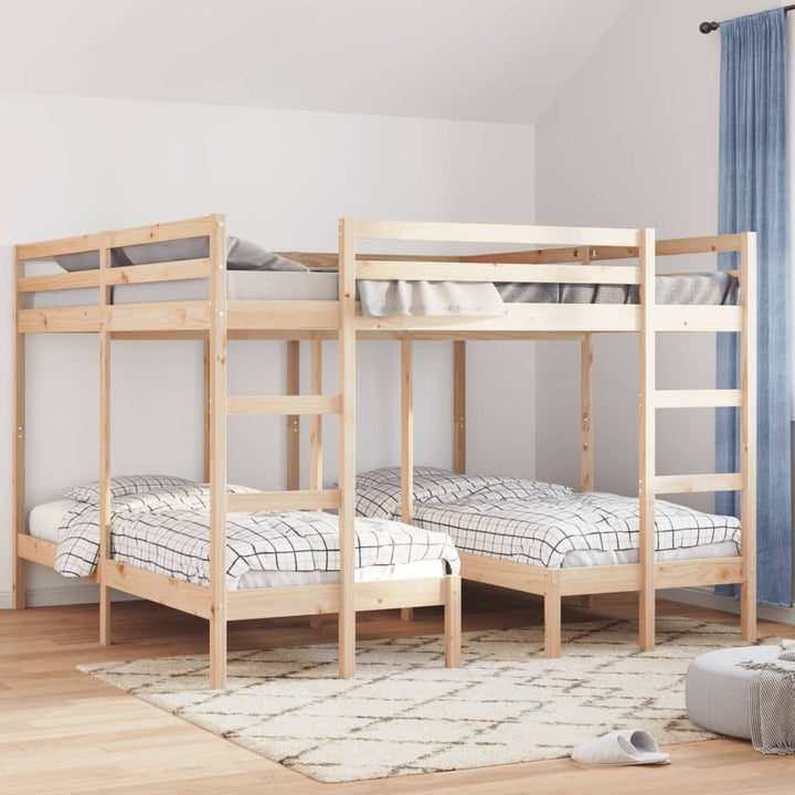 tredobbelt køjeseng 200x200/80x200 cm massivt fyrretræ