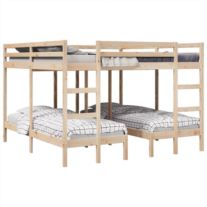 tredobbelt køjeseng 200x200/80x200 cm massivt fyrretræ