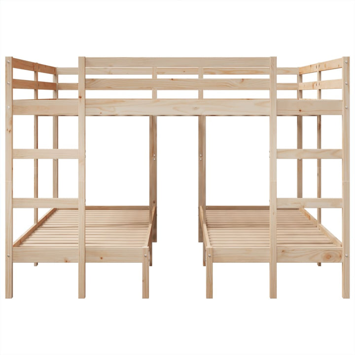 tredobbelt køjeseng 200x200/80x200 cm massivt fyrretræ