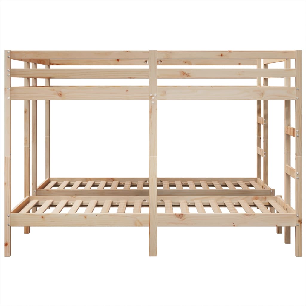 tredobbelt køjeseng 200x200/80x200 cm massivt fyrretræ