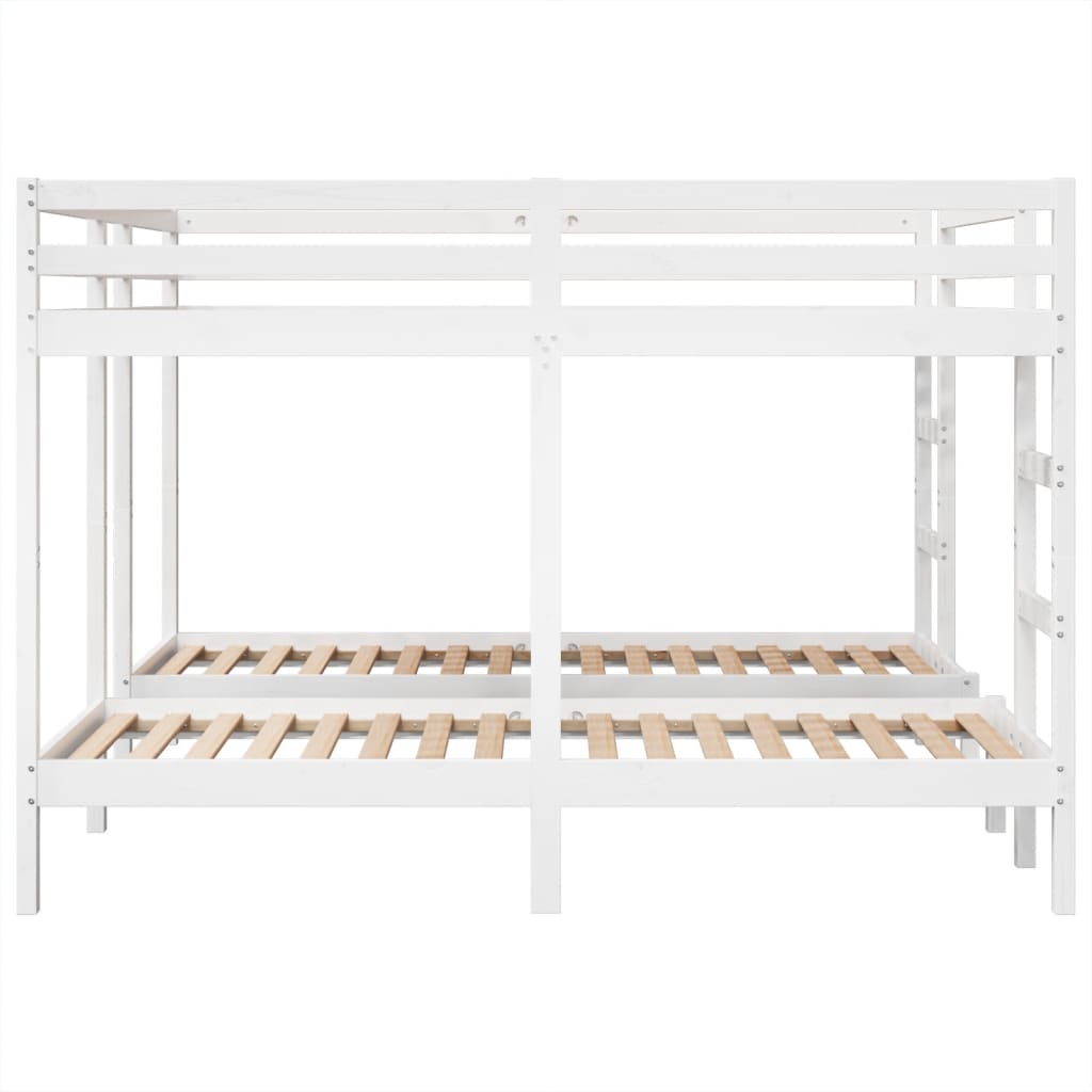 tredobbelt køjeseng 200x200/80x200 cm massivt fyrretræ hvid