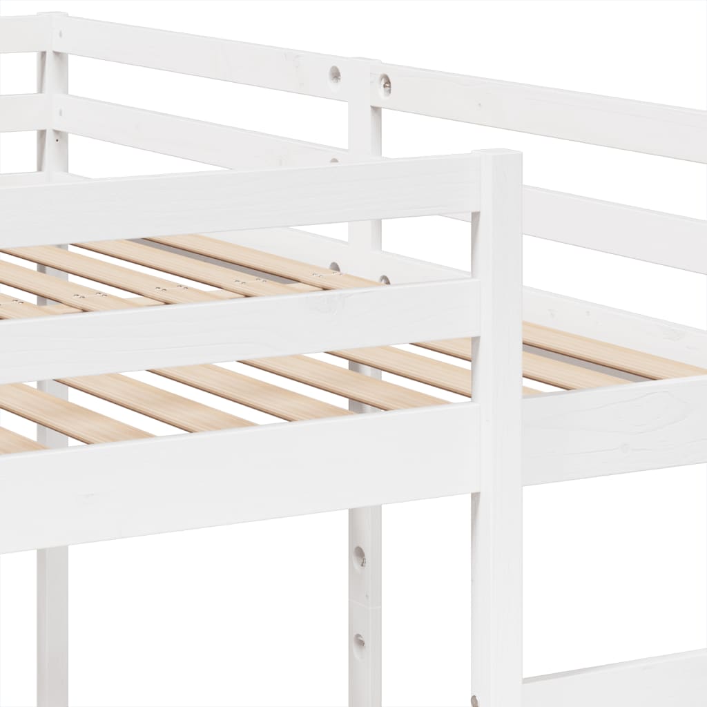 tredobbelt køjeseng 200x200/80x200 cm massivt fyrretræ hvid