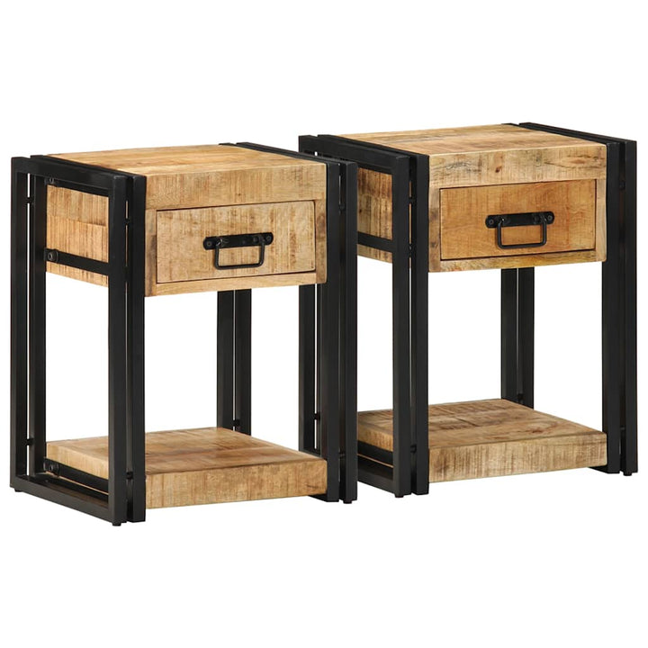 sengeskabe 2 stk 40x35x50 cm massivt ru mangotræ