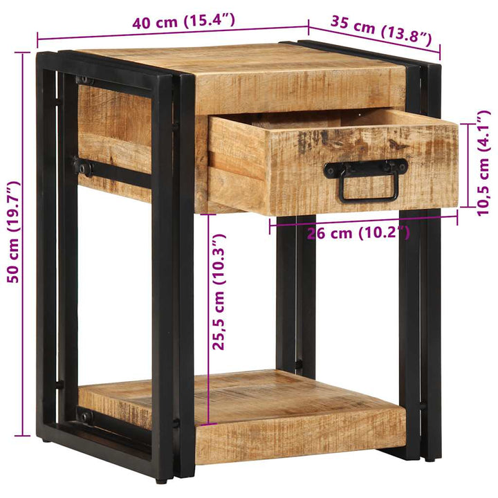 sengeskabe 2 stk 40x35x50 cm massivt ru mangotræ