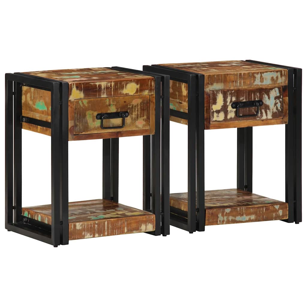 Natskab 2 pcs Flerfarvet 40 x 35 x 50 cm Massivt genanvendt træ