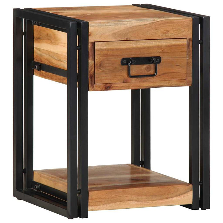Natskab med skuffe 2 pcs Brun 40 x 35 x 50 cm Massivt akacietræ