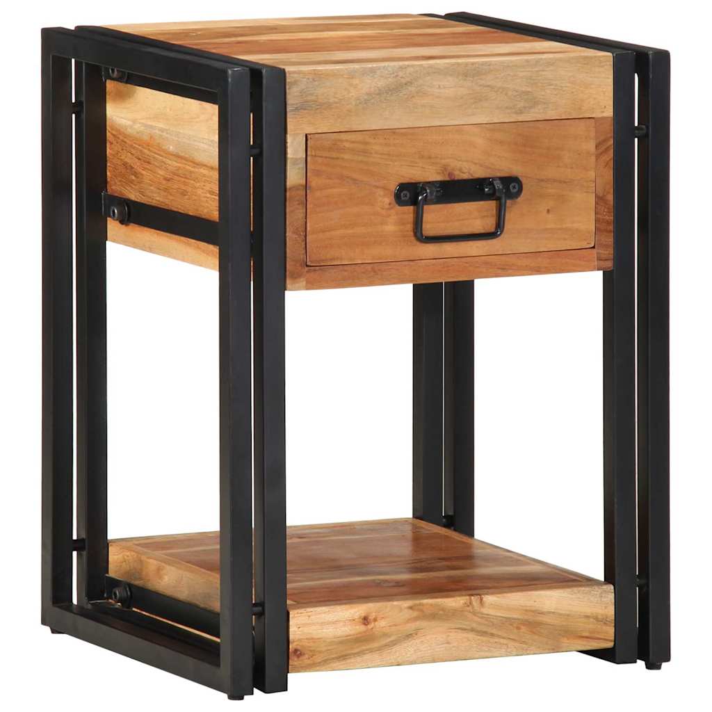 Natskab med skuffe 2 pcs Brun 40 x 35 x 50 cm Massivt akacietræ