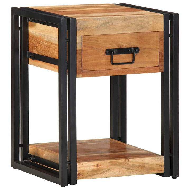 Natskab med skuffe 2 pcs Brun 40 x 35 x 50 cm Massivt akacietræ