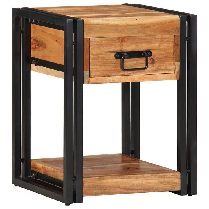 Natskab med skuffe 2 pcs Brun 40 x 35 x 50 cm Massivt akacietræ