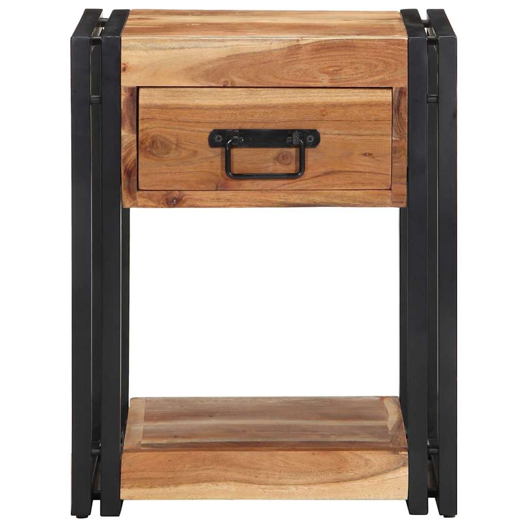 Natskab med skuffe 2 pcs Brun 40 x 35 x 50 cm Massivt akacietræ