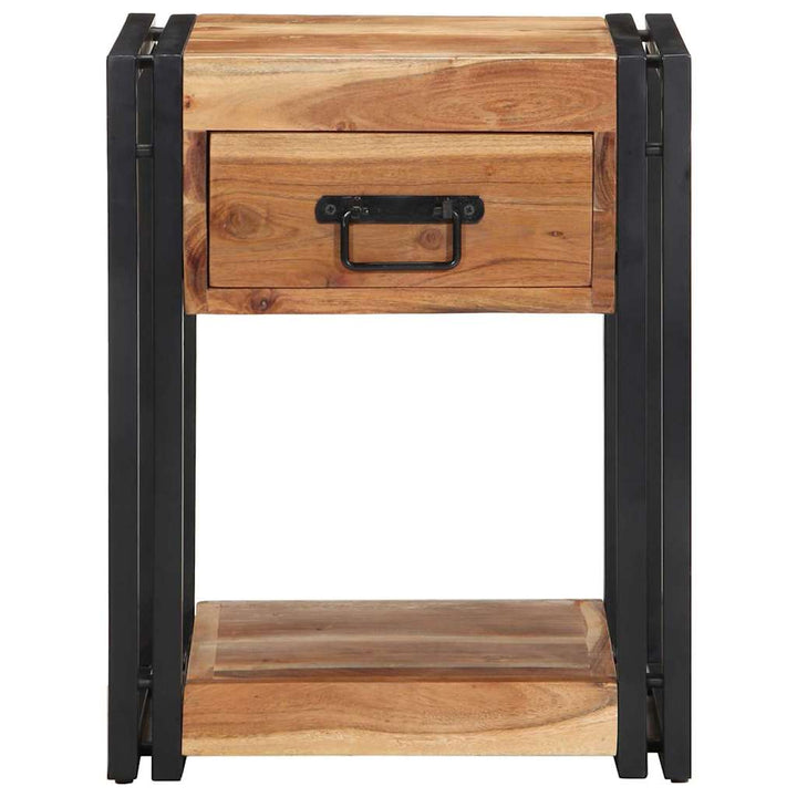 Natskab med skuffe 2 pcs Brun 40 x 35 x 50 cm Massivt akacietræ