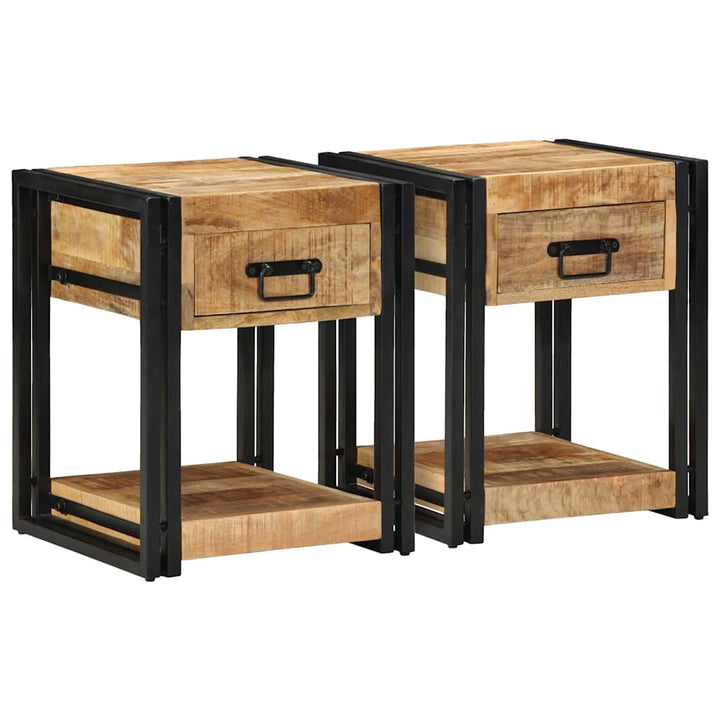 sengeskabe 2 stk 40x40x50 cm massivt ru mangotræ