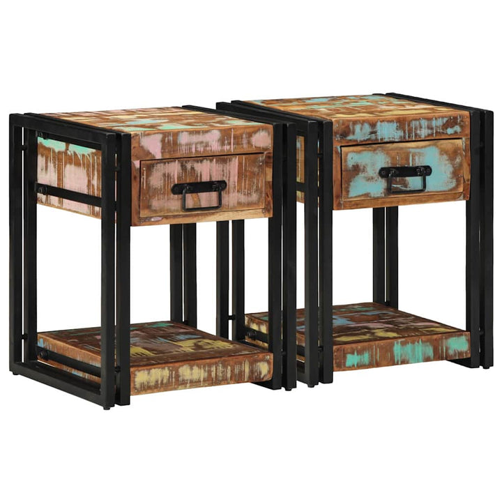 Natskab 2 pcs Flerfarvet 40 x 40 x 50 cm Massivt genanvendt træ