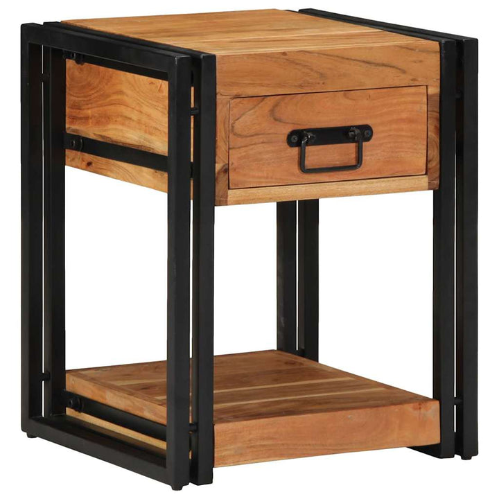 Natskab med skuffe 2 pcs Brun 40 x 40 x 50 cm Massivt akacietræ