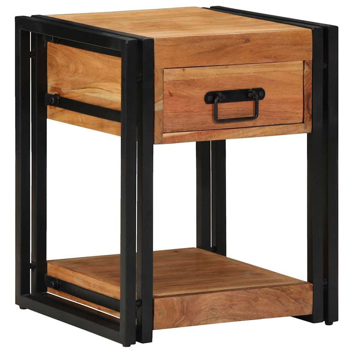 Natskab med skuffe 2 pcs Brun 40 x 40 x 50 cm Massivt akacietræ