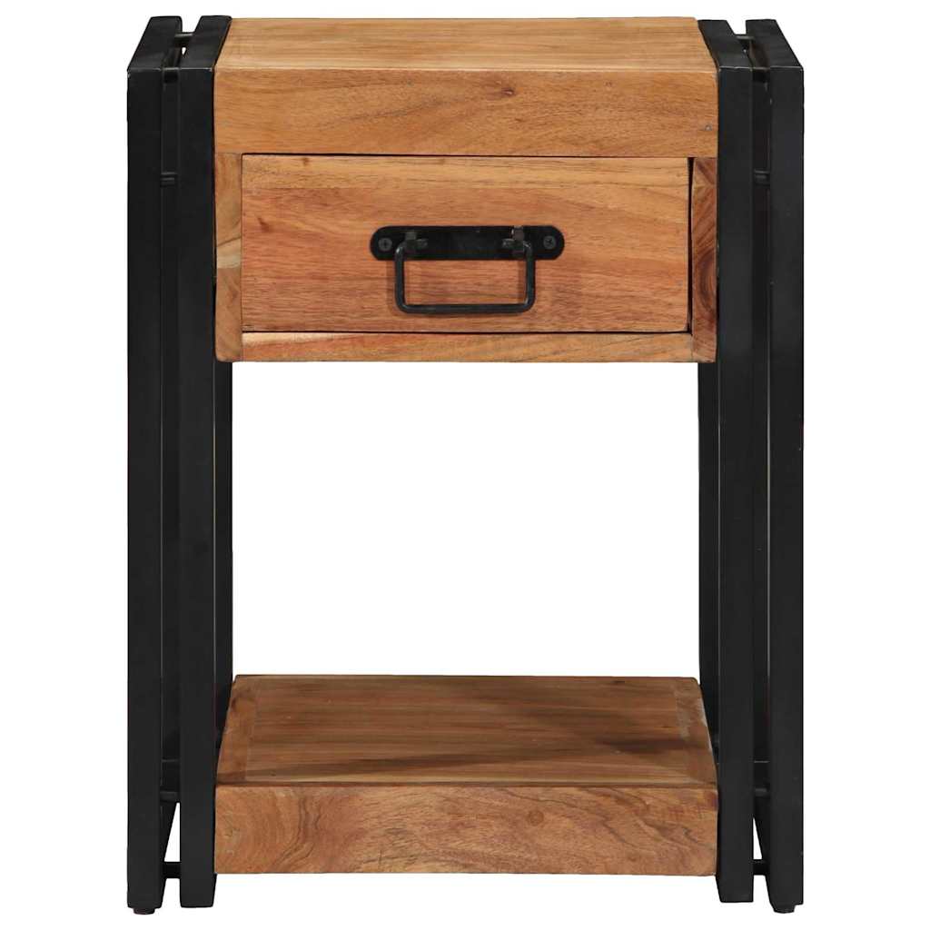 Natskab med skuffe 2 pcs Brun 40 x 40 x 50 cm Massivt akacietræ