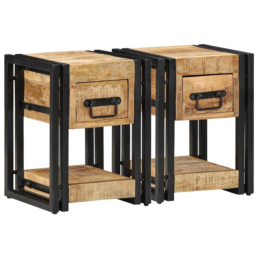 Natskab med skuffe 2 pcs Brun 30 x 30 x 40 cm Massivt mangotræ