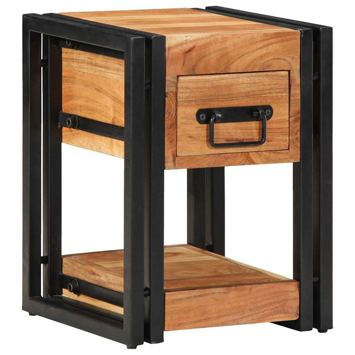 Natskab med skuffe 2 pcs Brun 30 x 30 x 40 cm Massivt akacietræ