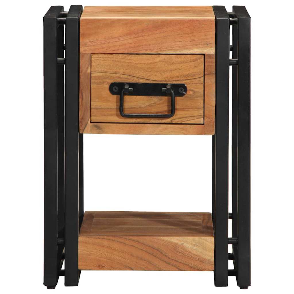 Natskab med skuffe 2 pcs Brun 30 x 30 x 40 cm Massivt akacietræ