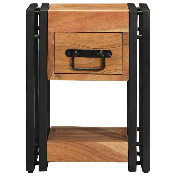 Natskab med skuffe 2 pcs Brun 30 x 30 x 40 cm Massivt akacietræ
