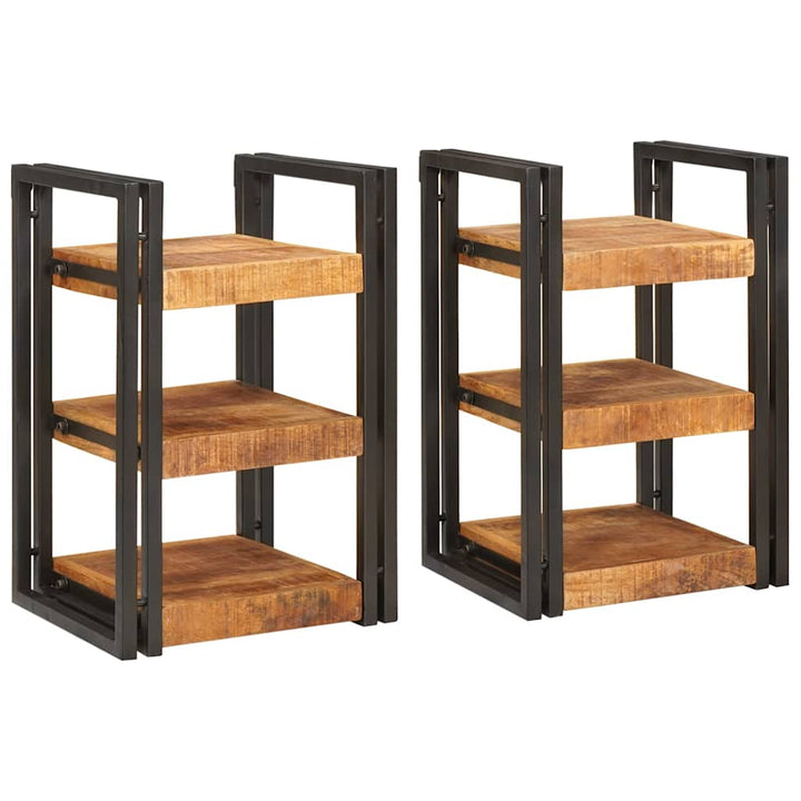 Sengebord 2 pcs Brun og sort 38 x 33 x 58 cm Massivt mangotræ