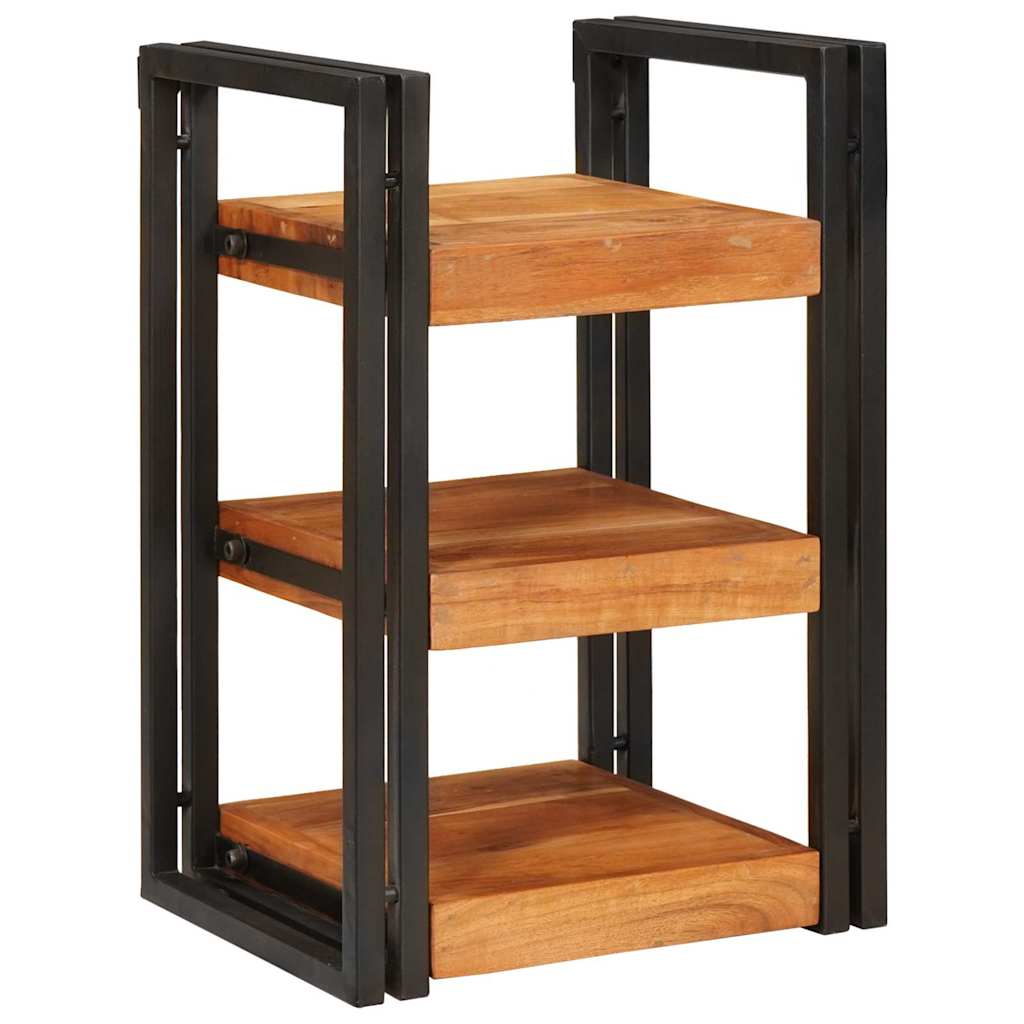 Sengebord 2 pcs Brun og sort 38 x 33 x 58 cm Massivt træ akacie