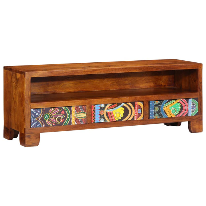 tv-bord 110x30x40 massivt akacietræ flerfarvet