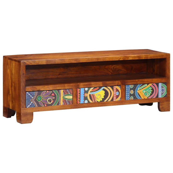 tv-bord 110x30x40 massivt akacietræ flerfarvet