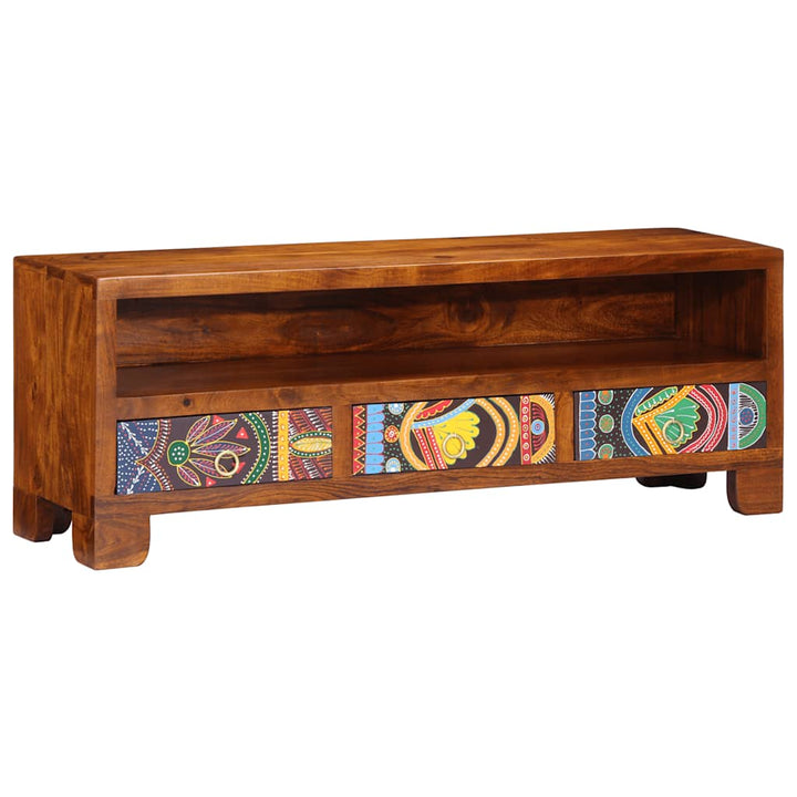 tv-bord 110x30x40 massivt akacietræ flerfarvet