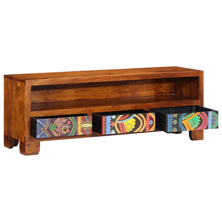 tv-bord 110x30x40 massivt akacietræ flerfarvet