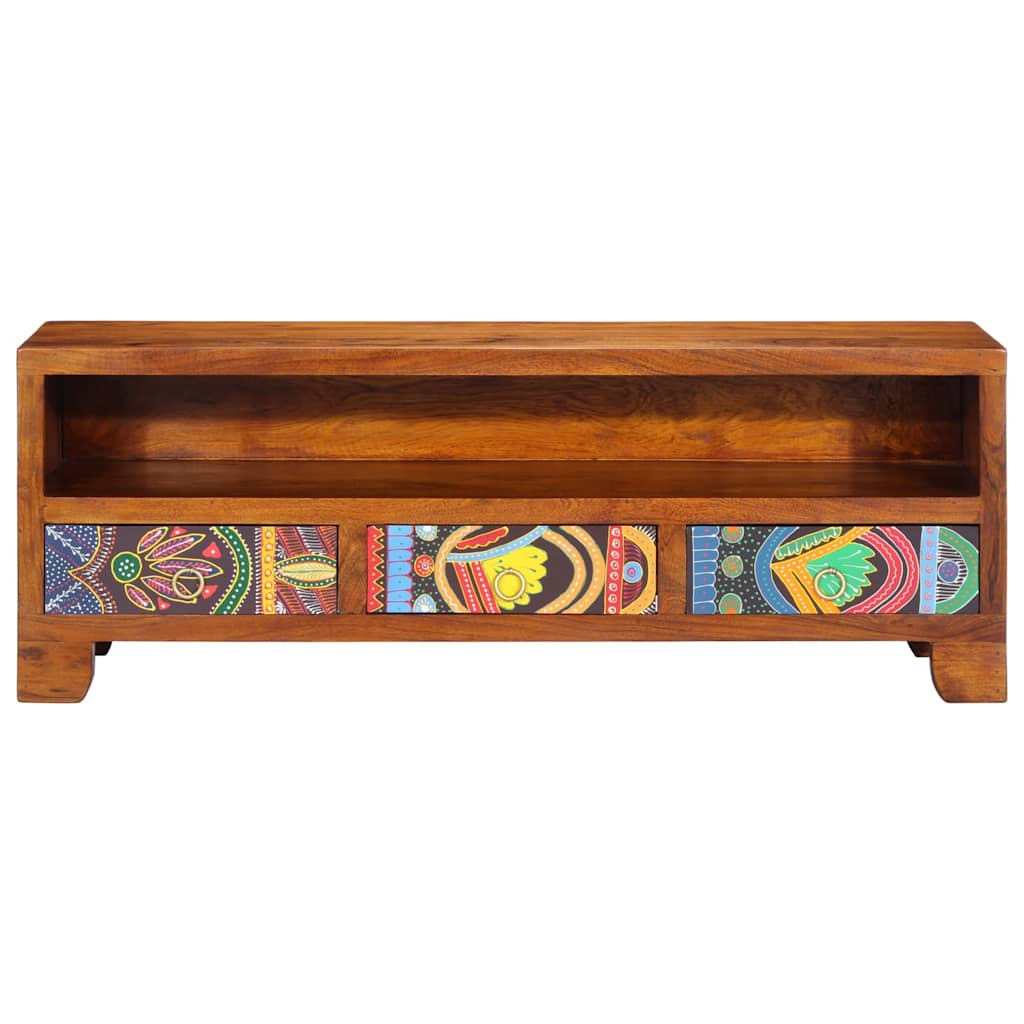 tv-bord 110x30x40 massivt akacietræ flerfarvet