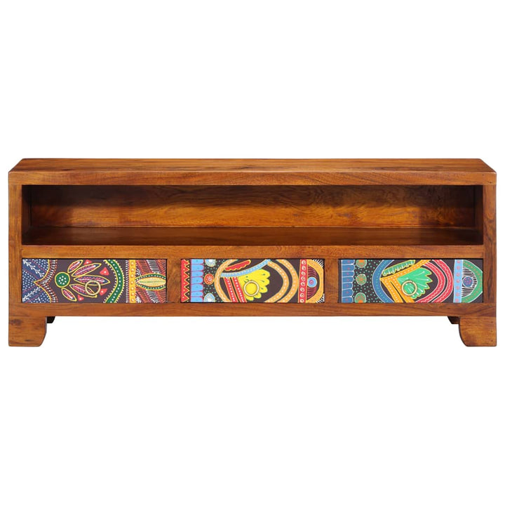 tv-bord 110x30x40 massivt akacietræ flerfarvet